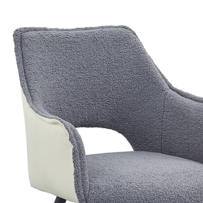 Chaise avec accoudoirs en tissu Raffo, Gris / lin blanc