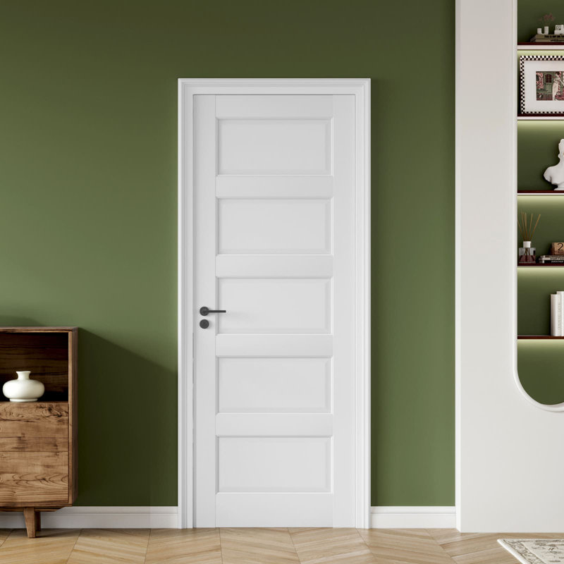 Porte battante en bois manufacturé à 5 panneaux, 30 po x 80 po