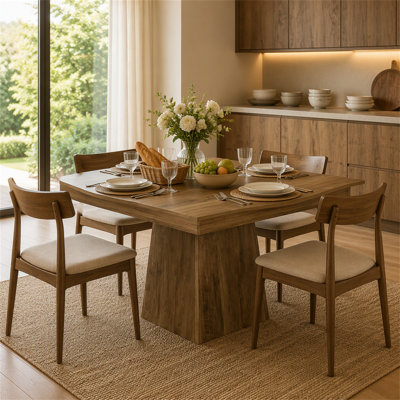 31.5" Dining Table, Square Farmhouse Kitchen Table Dinner Table for 4