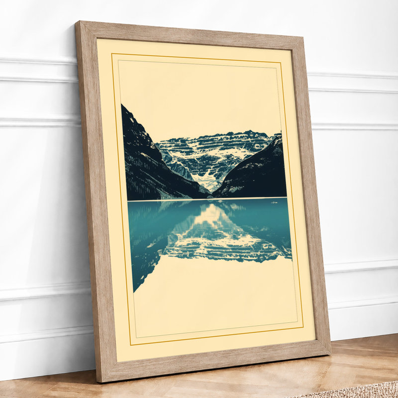 Mountain And Reflection Minimalist - Print, Oak, A4 - 29.7 x 21.0 cm