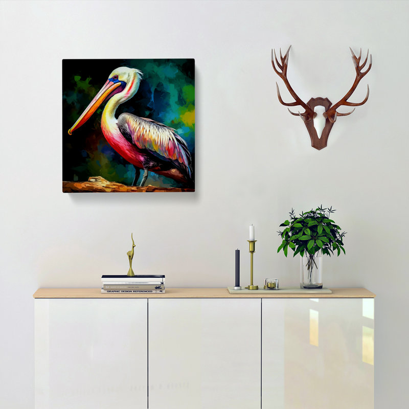 Pelican Fauvism - Wrapped Canvas - Framed Print