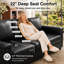 Canapé 87,8 pouces à trois places de style Chesterfield en similicuir, coussins profonds avec coussins amovibles pour les espaces domestiques et de travail, noir-132901985