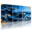 Vagues bleues avec décorations dorées, ensemble de 3 impressions sur toile-1983462410