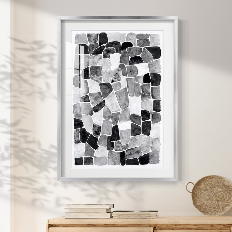 Passerelles noires et blanches I - impression encadrée, H 28,5 po x l 20,5 po, Argent argent