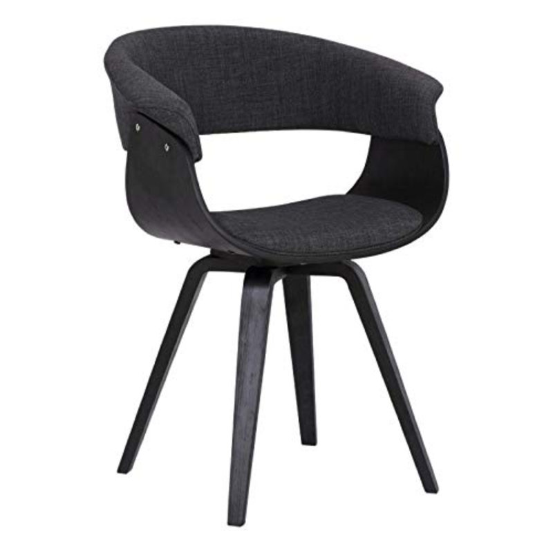 Chaise de salle à manger rembourrée de style Mid-Century Krystyna, Gris anthracite, Noir