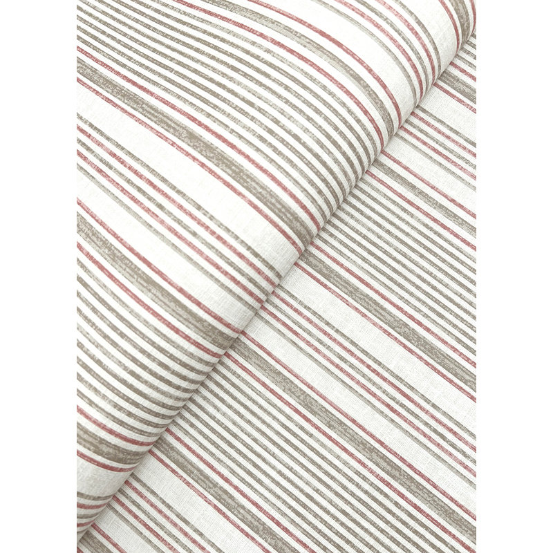Ayanna Light Green Striped Wallpaper, Red