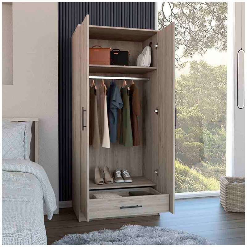 180 Armoire Beery, Chambre, Gris clair