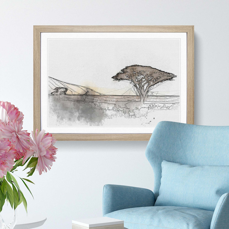 Giraffe in Tanzania - Picture Frame Graphic Art Print, Oak Framed, 48cm H x 65cm W x 2cm D