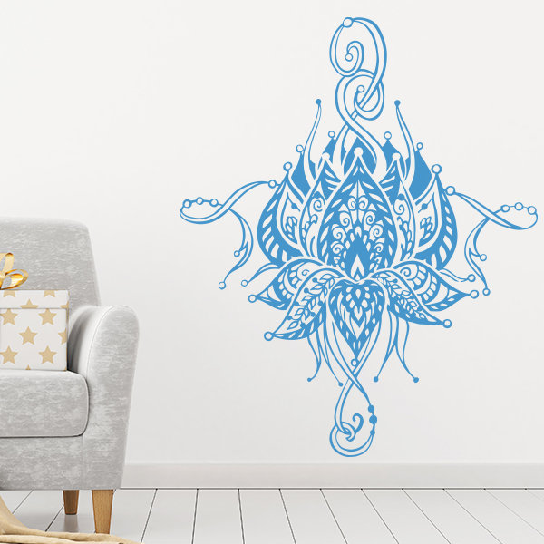 Décalcomanie murale fleur lotus Buller, Bleu givré