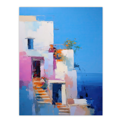 Wall Art Print Italian Daydream Abstract Oil Painting Blue Summer Holiday Destination Poster