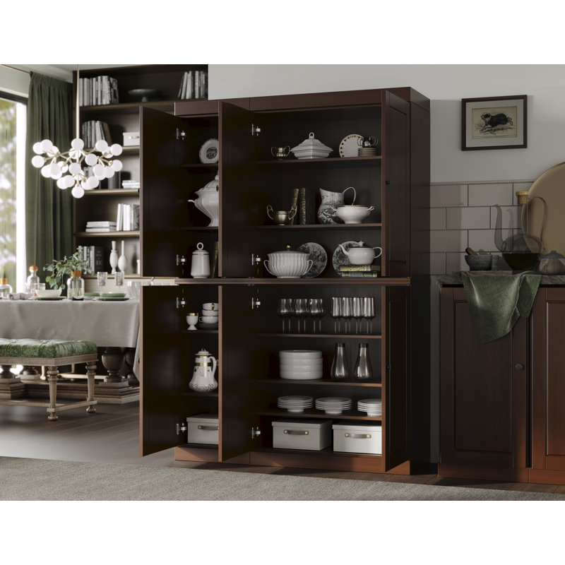 Grande armoire de cuisine Nicu 100% bois massif avec portes, tablettes réglables, armoire de rangement modulaire, l 48,5 po x H 71,5 po