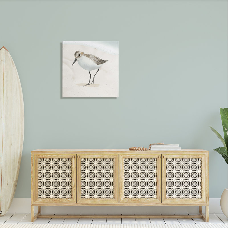 «Stepping Sandpiper Bird Ocean Shoreline Beach Scene» par Lucca Sheppard - impression sur toile tendue