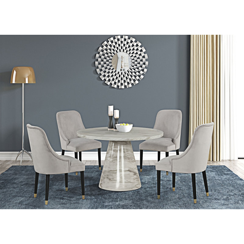 Ensemble de chaises de salle à manger rembourrées (ensemble de 2), Velours gris