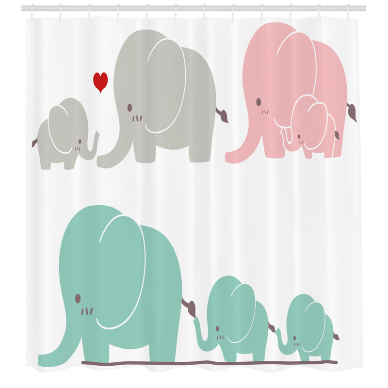Nursery Shower Curtain Set + Hooks, 75" H x 69" W