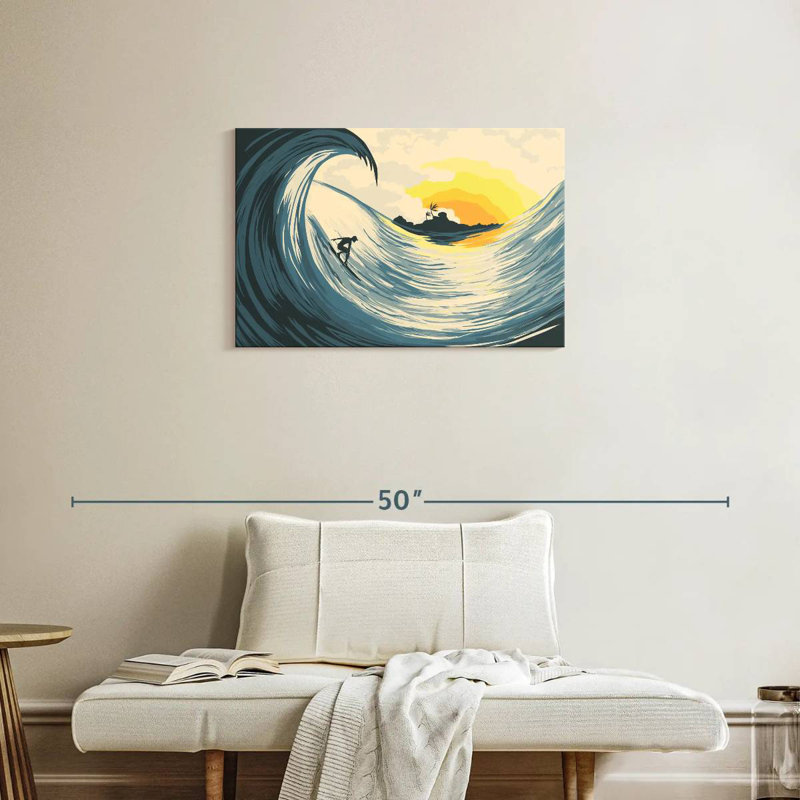 Senne Island Wave And Surfer, 20" H x 30" W