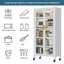 Armoire de rangement durable en métal à 6 niveaux avec portes transparentes, tablettes réglables et roulettes pour une utilisation polyvalente-1294953535