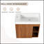 Meuble-lavabo mural flottant de 20 po avec lavabo en résine blanche et armoire à fermeture en douceur, parfait pour les salles de bain modernes et compactes.