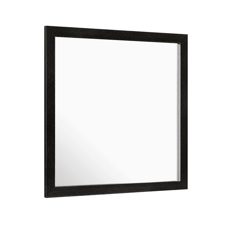 Miroir de commode Sami 40 X 40, texture en relief, style moderne, bois noir, Noir