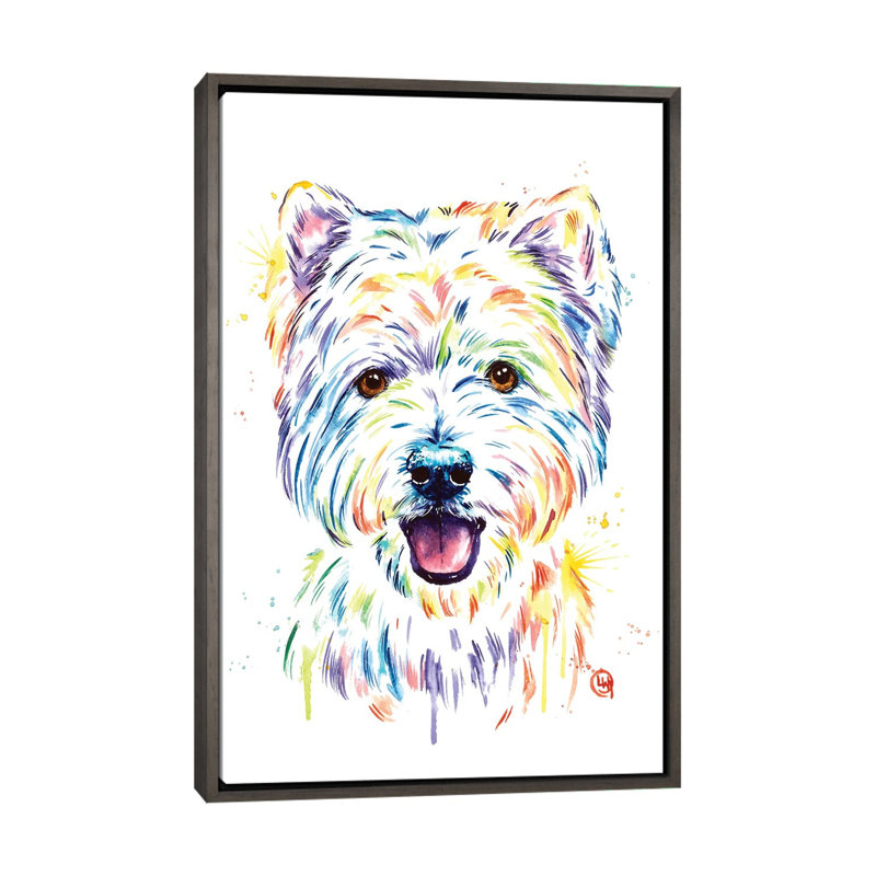 Westie par Lisa Whitehouse - impression d'art graphique, Pas de tapis, H 60 po x l 40po x P 1,5 po