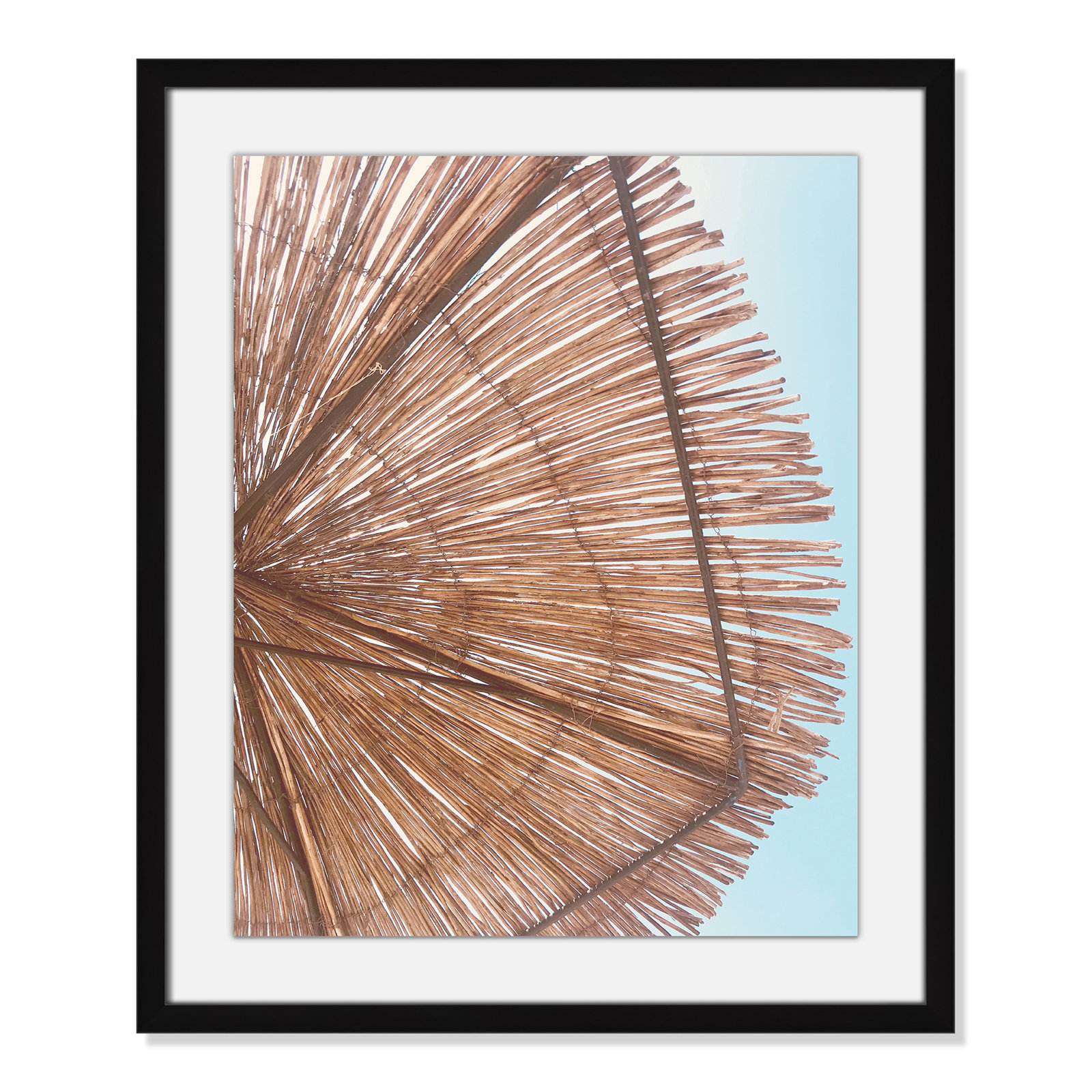 Antonio "Rosy Straw Umbrella" Print, 19" H x 16" W x 1.25" D, Satin Black