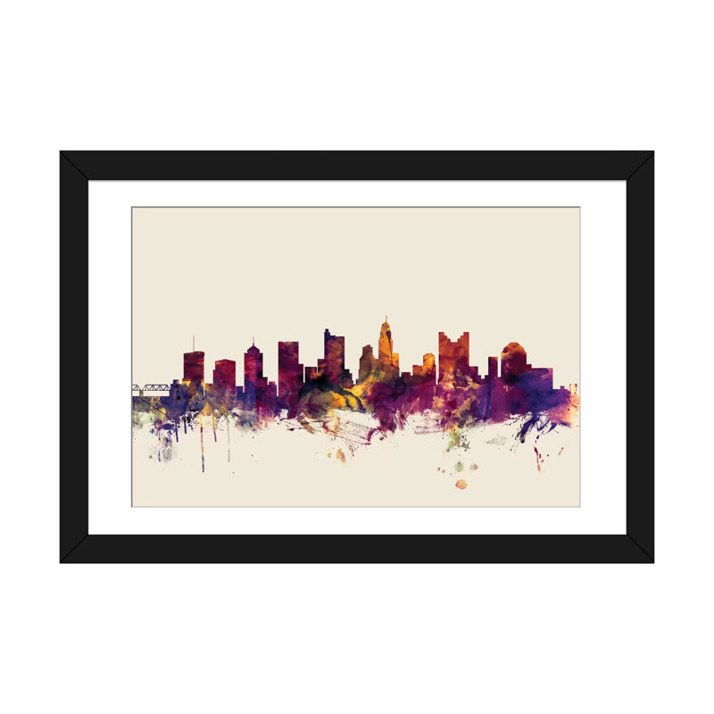 «Skyline Series: Columbus, Ohio, USA», reproduction d'art sur toile tendue, H 24 po x l 32 po x P 1 po, Blanc