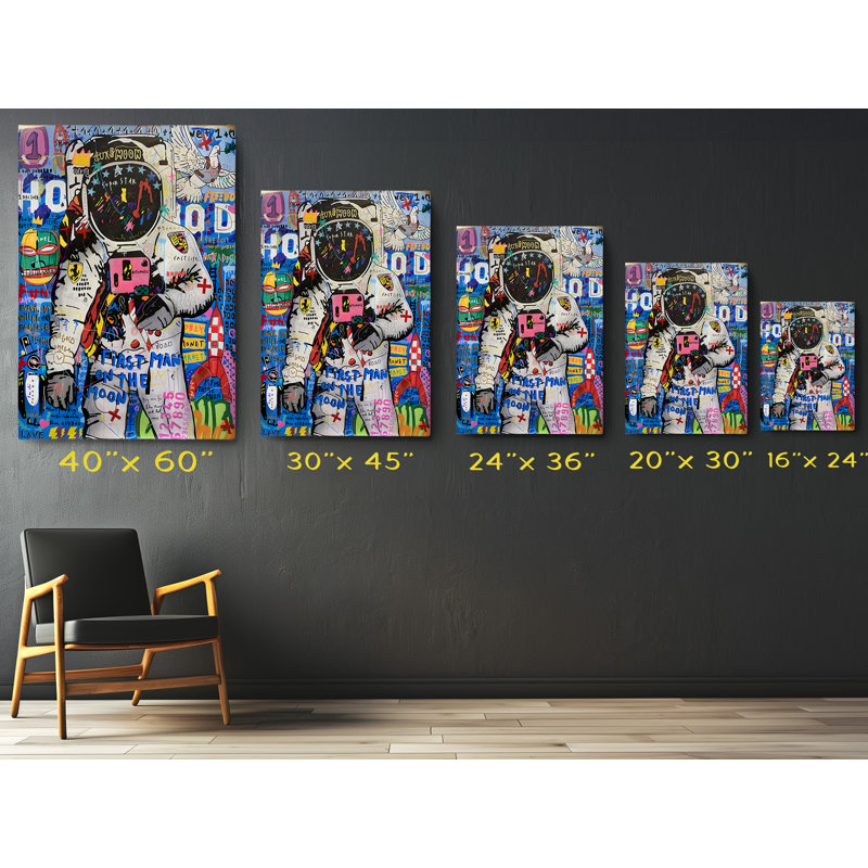 Astronaute Pop Art Street Art, reproduction sur toile, H 36 po x l 24 po