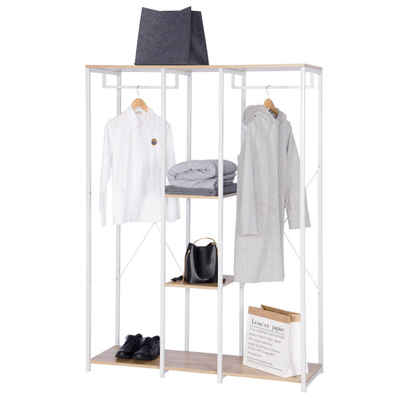 Maier 120cm Clothing Rack, White/Light Oak