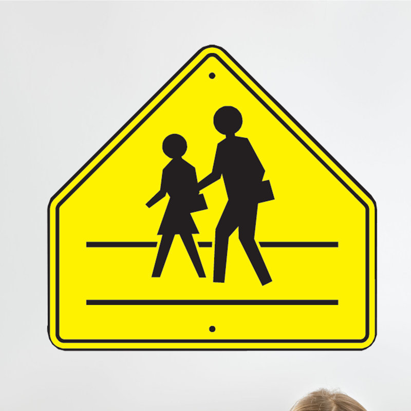 Décalcomanie murale enseigne de croisement scolaire, H 24 po x l 24 po
