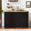 Buffet en bois avec table extensible, armoire de rangement multifonctionnelle avec 2 portes et 3 tiroirs, pour salon, bureau, vestibule et cuisine-121779380