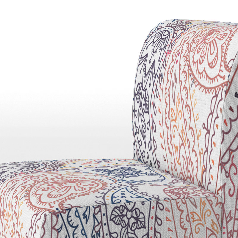Fauteuil de chambre rembourré à motif floral rose et bleu à motif cachemire