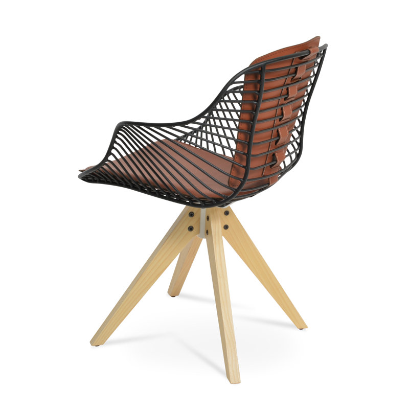 Chaise avec accoudoirs pivotants Zebra Pyramid, Naturel, Noir, Cannelle