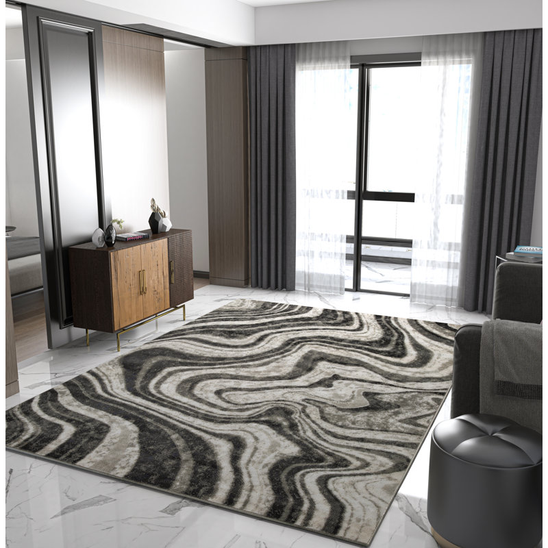 Tapis intérieur / extérieur gris Anova, Rectangle 5 pi x 8 pi