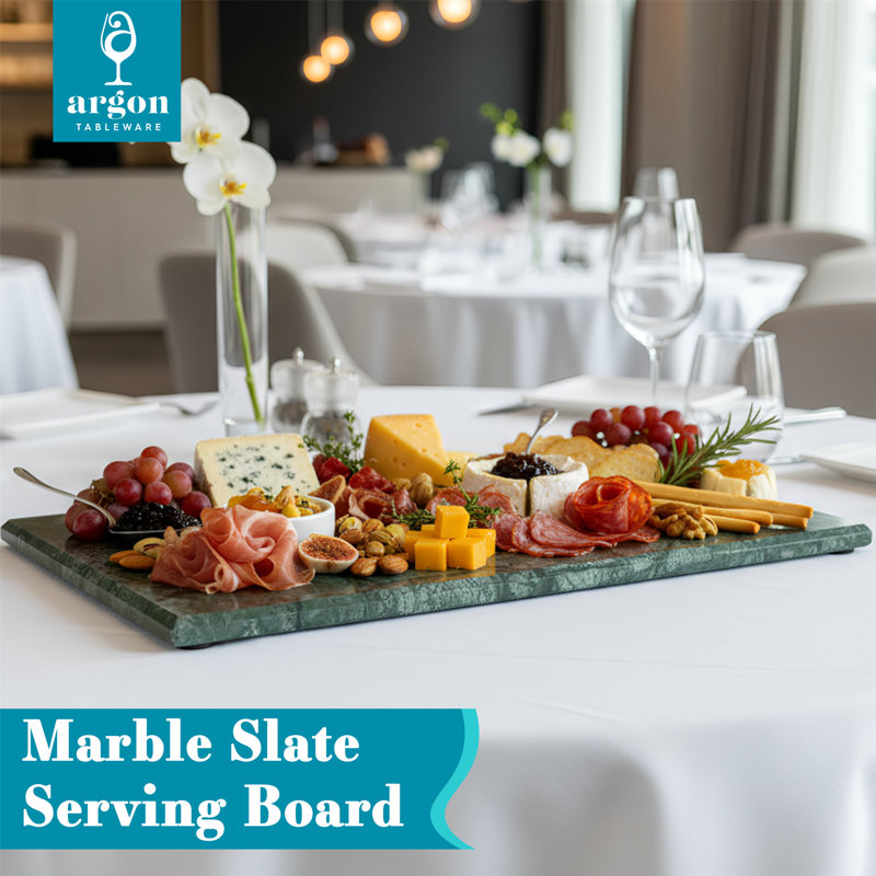 Argon Tableware - Marble Serving Board, 1cm H x 26cm W x 32.5cm L, White