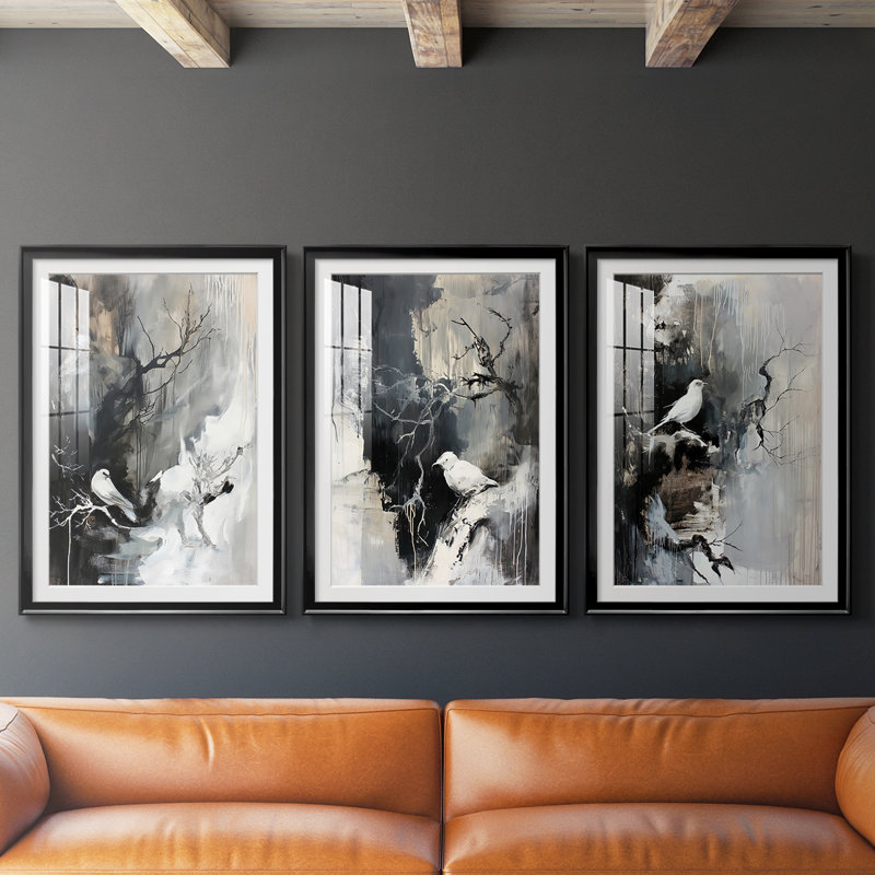 ANIMALS Series Lxxx - impression encadrée sur mesure de qualité supérieure - 3 pièces, H 30 po x l 63 po