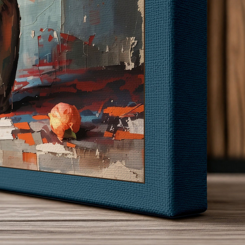 Faded Florals Boho - Wrapped Canvas, 24x16 - 61.0 x 40.6 cm, Teal Border