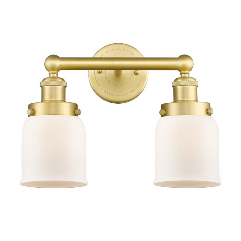 Éclairage pour meuble-lavabo à 2 lumières à intensité variable Corralitos, Blanc mat, Or satiné