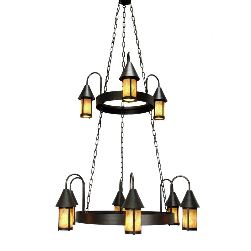 Lustre 9 lumières à deux niveaux 48 "de large Ambrasia