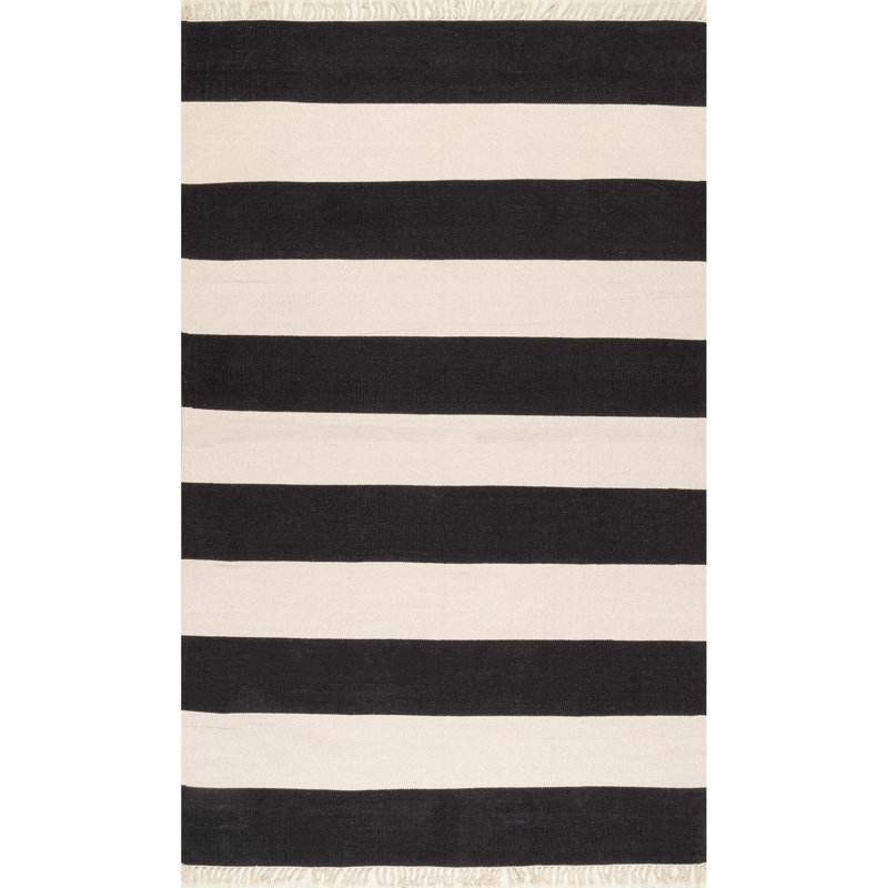 Tapis noir / beige en coton Prisco, Rectangle 6 pi x 9 pi