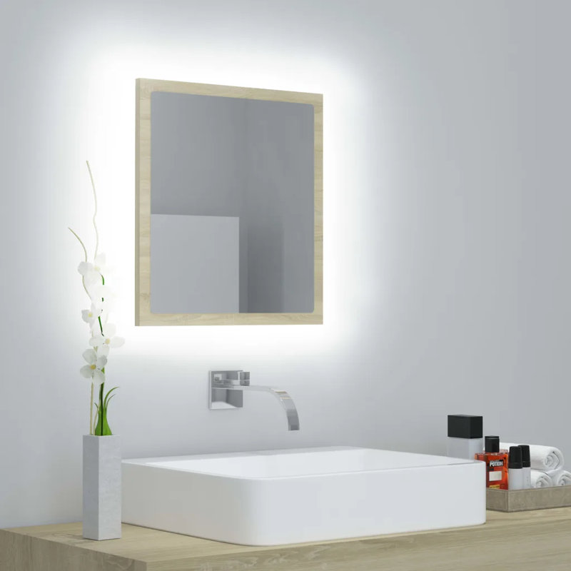 Aubarta LED Bathroom Mirror Acrylic, Sonoma Oak, 37cm H x 60cm W