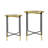 Set of 2 Gold and Black Metal Side Tables with Glass Top