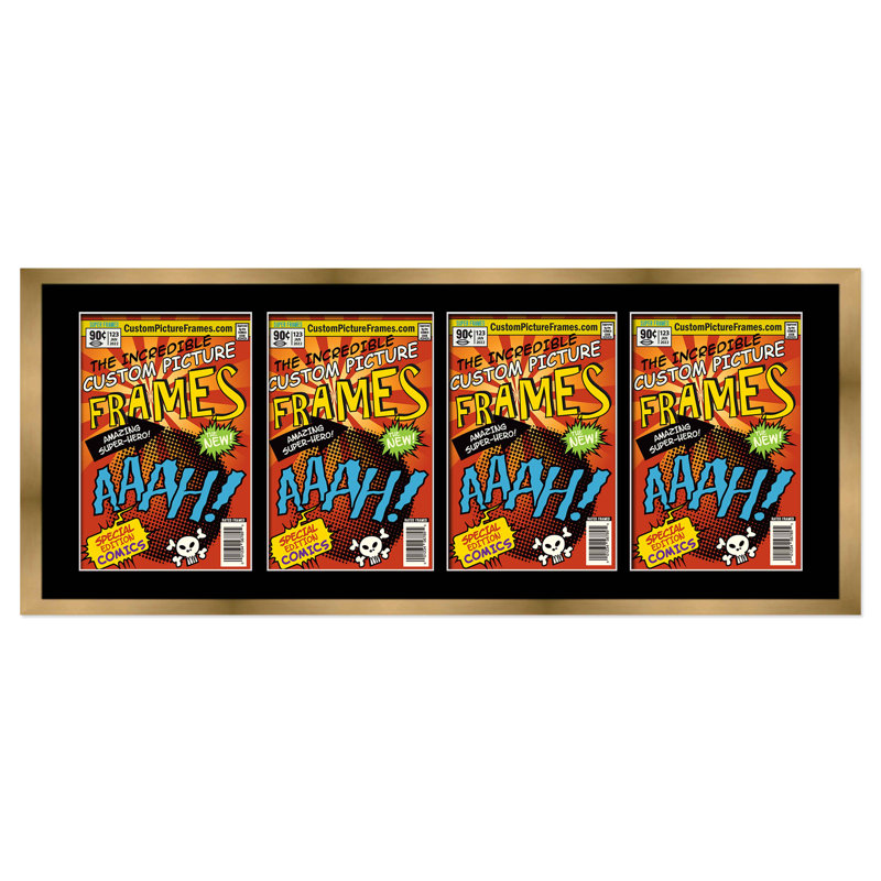 Wood Picture Frame with Mat, Gold/Black, 6.875" x 10.5"