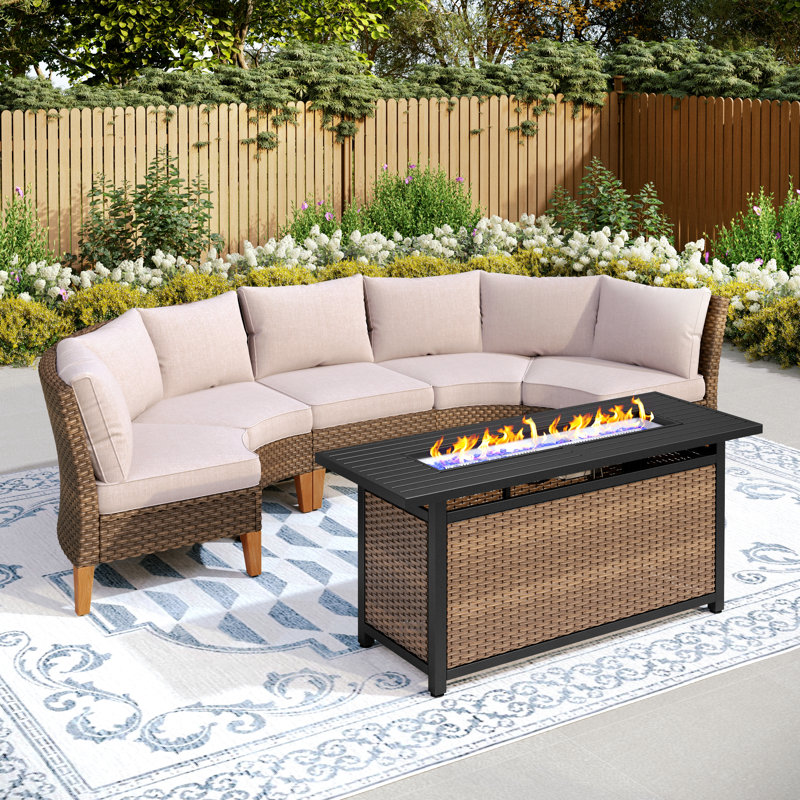 Argyri 5 - Person Outdoor Seating Group with Cushions, Beige, Yes