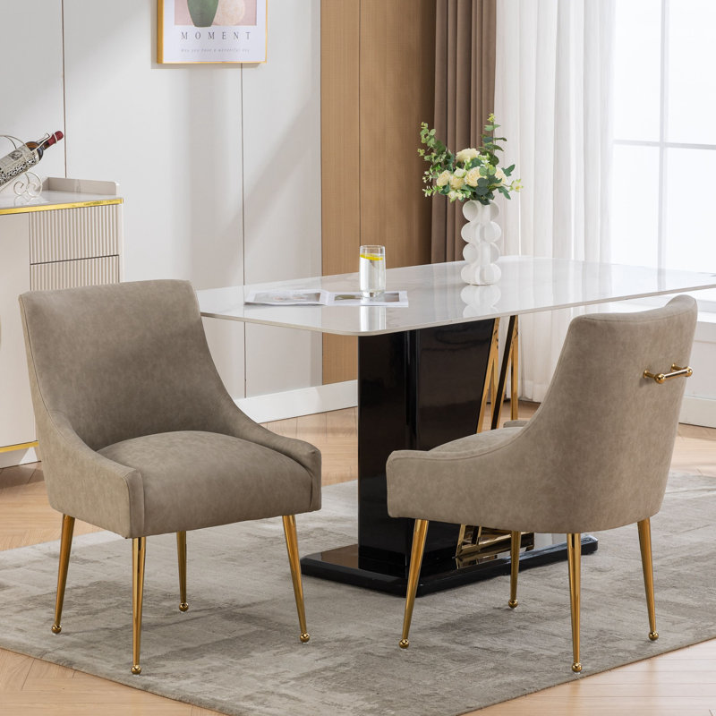 Tymara 19.7'' H Faux Leather Upholstered Side Chair, Deep Apricot