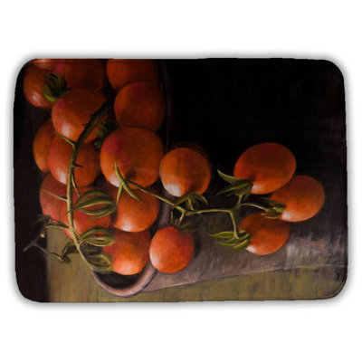 Bucket of cherry tomatoes Bath Mat with Non-Slip Backing - Quick Dry Memory Foam Bathroom Rug - Absorbent - Modern Plush Spa-Style - Machine Washable