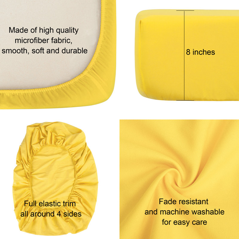 Microfiber Fitted Sheet, Yellow