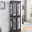 Lighted Glass Curio Display Cabinet, Wooden Frame Storage for Living Room, Kitchen & Pantry, Includes Light Bulb