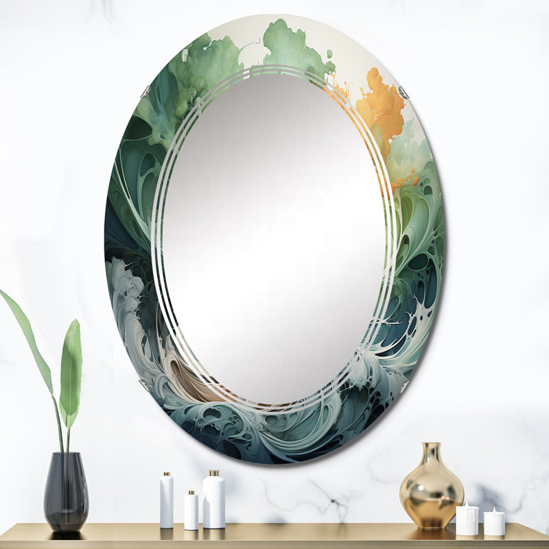 Neeja - Miroir mural floral ovale, 36 po x 24 po