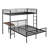 Twin Over Full Metal Bunk Bed With Desk, Ladder And Quality Slats For Bedroom, Metallic Black-1356169631