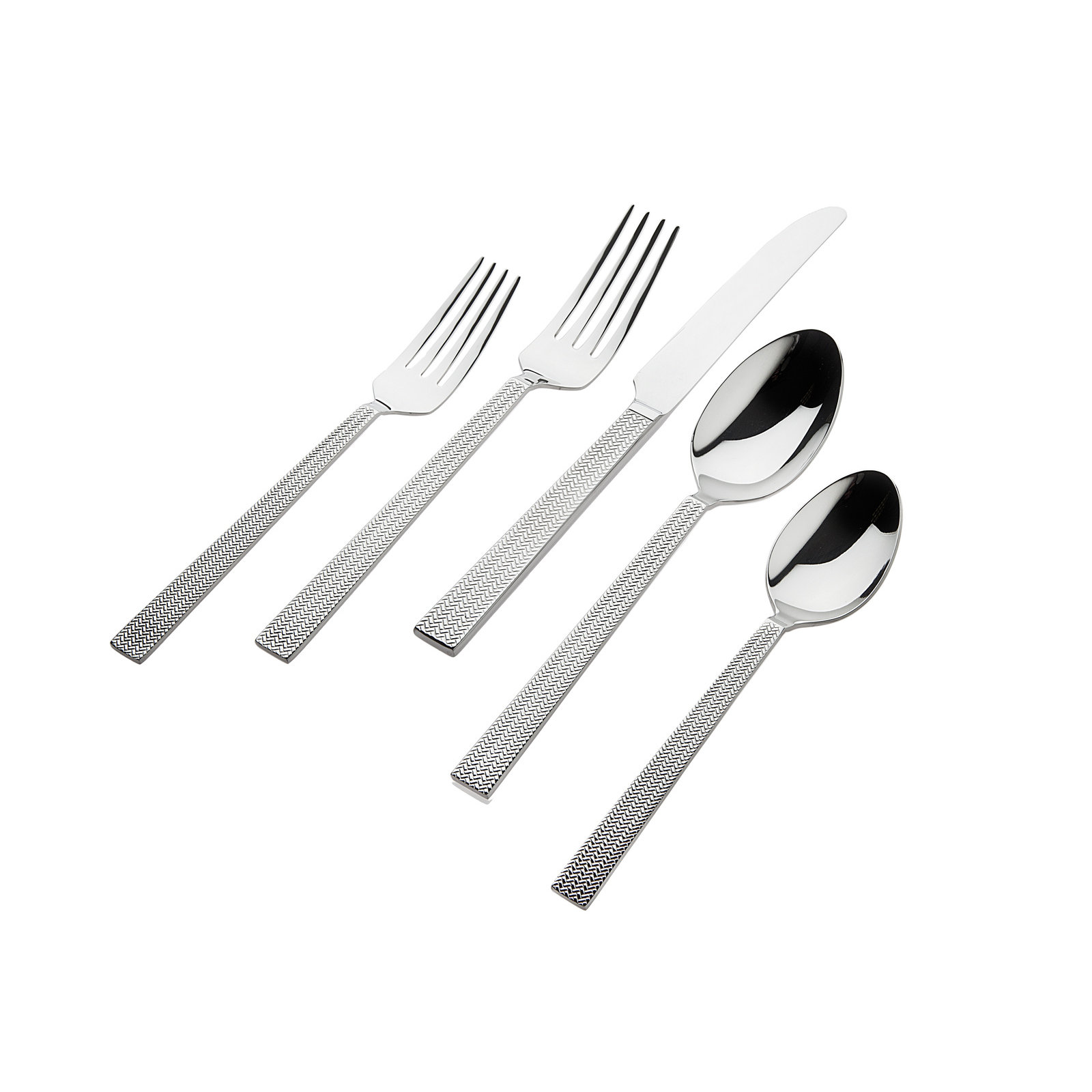 Herringbone 20 Piece 18/10 Stainless Steel Flatware Set, Silver