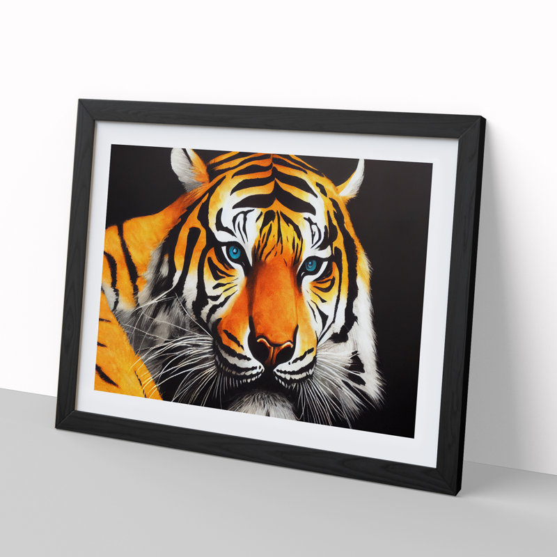 XH1022-996X A Tiger Portrait Vol.3 - Single Picture Frame Painting, 34cm H x 46cm W x 2cm D, Black